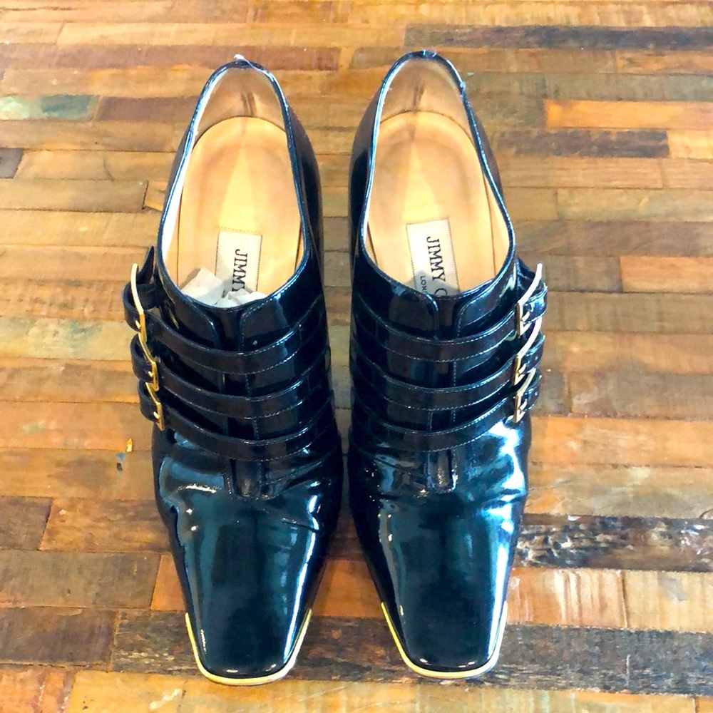 Jimmy choo black patent bootie size 37